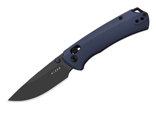 Briceag T1 CD M390 Blue Aluminum DLC Kizer- Lama M390 DLC, Maner Aluminiu