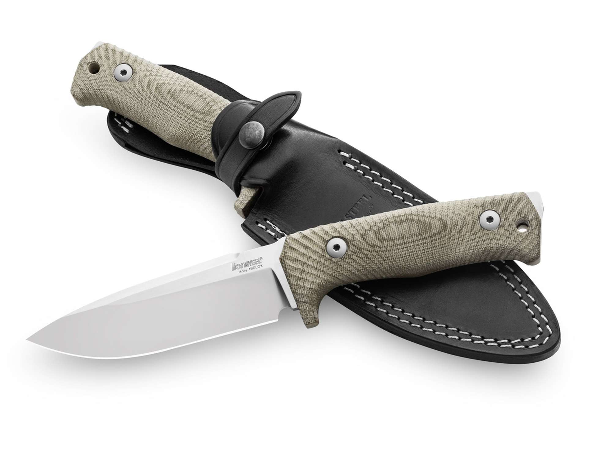 Briceag T5 Micarta Green LionSteel- Maner Solid, Otel Niolox