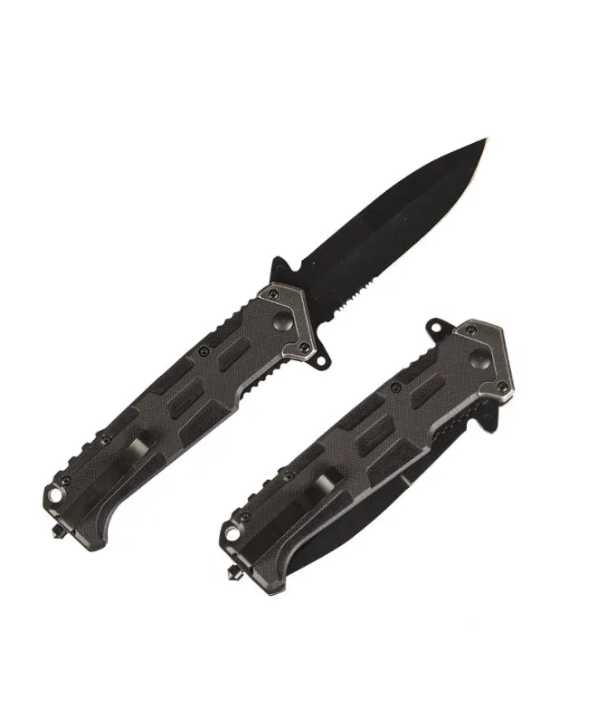 Briceag Tactic Mil-Tec Black Assault – briceag deschis și închis, vedere din ambele părți
