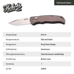 Briceag Taschenmesser Aluminium Herbertz Selektion - Oțel 440A, Button Lock