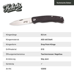 Briceag Taschenmesser Negru Herbertz Selektion - Oțel 440 A, Mâner G-10