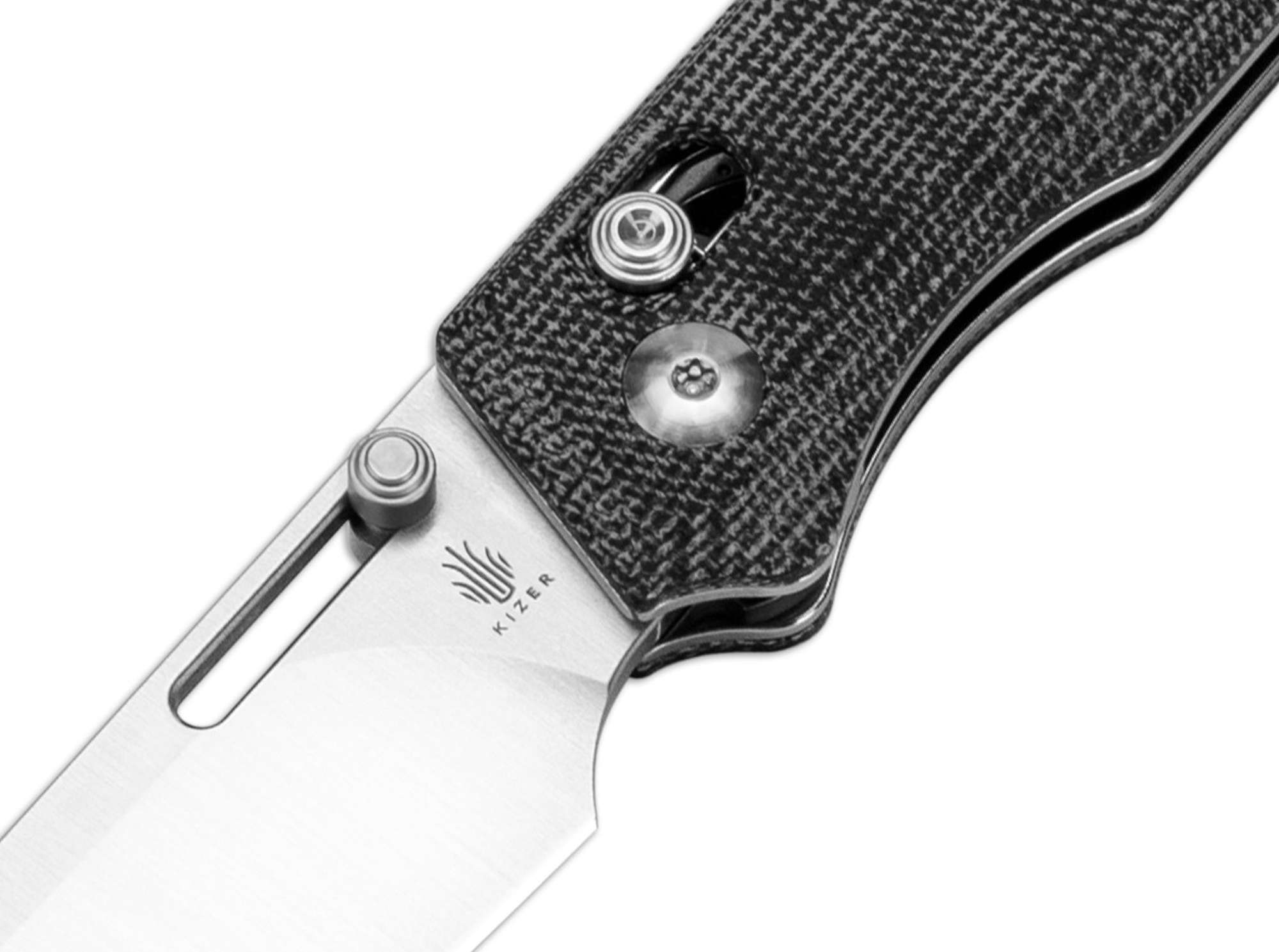 Briceag Task Micarta Black Kizer- Lama Sheepfoot 154CM, Maner Micarta Negru