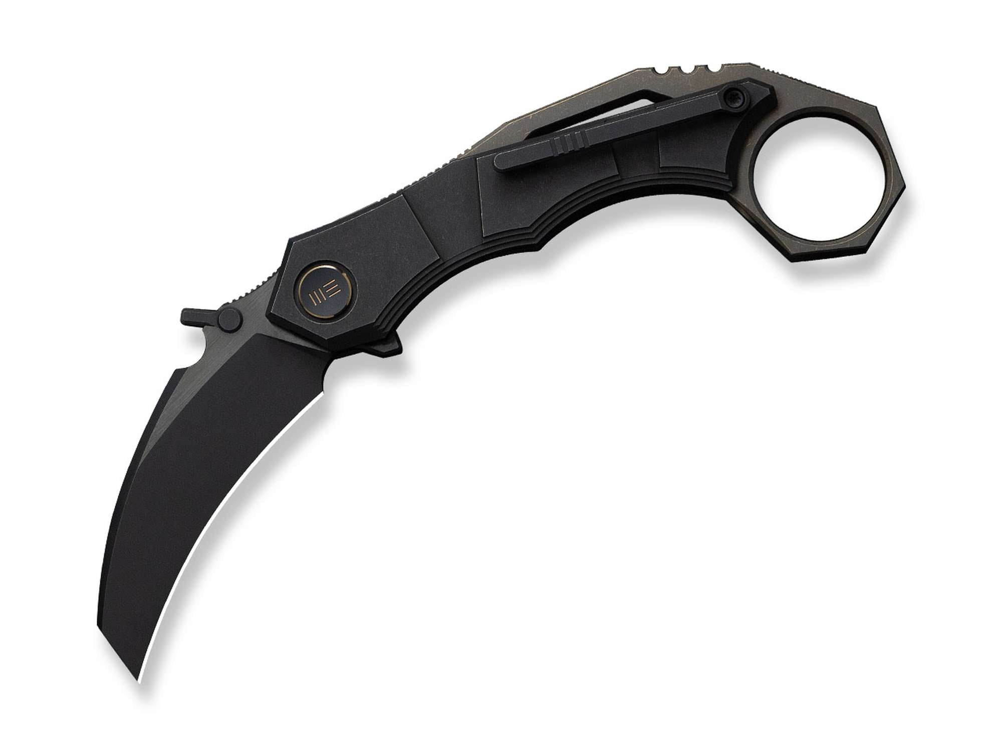 Briceag Tayra M390 Black & Bronze Ti Black Stonewashed WE Knife- Lama M390, Maner Titan