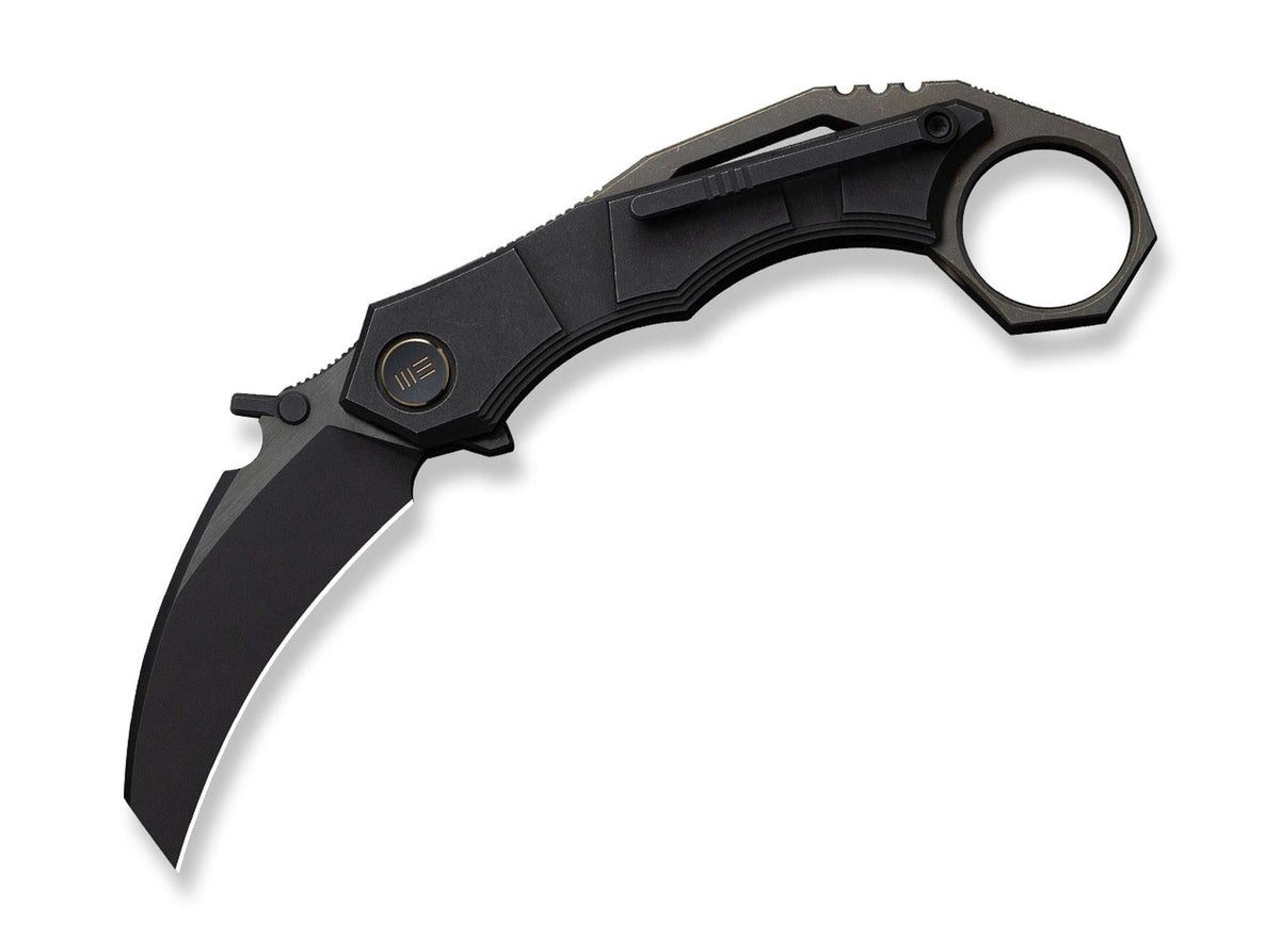 Briceag Tayra M390 Black & Bronze Ti Black Stonewashed WE Knife- Lama M390, Maner Titan
