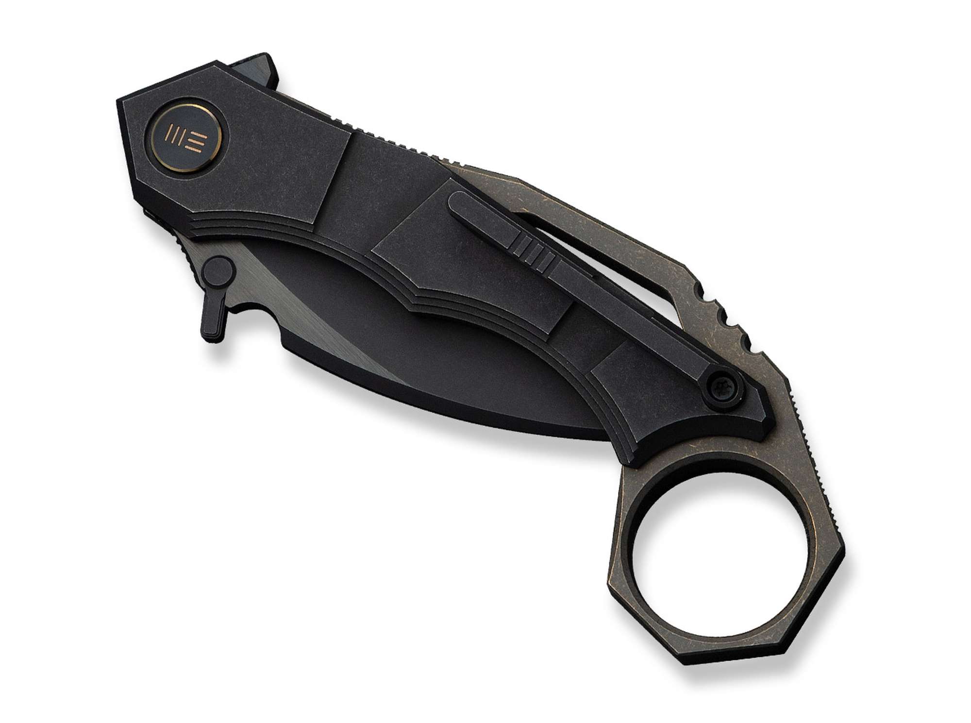 Briceag Tayra M390 Black & Bronze Ti Black Stonewashed WE Knife- Lama M390, Maner Titan
