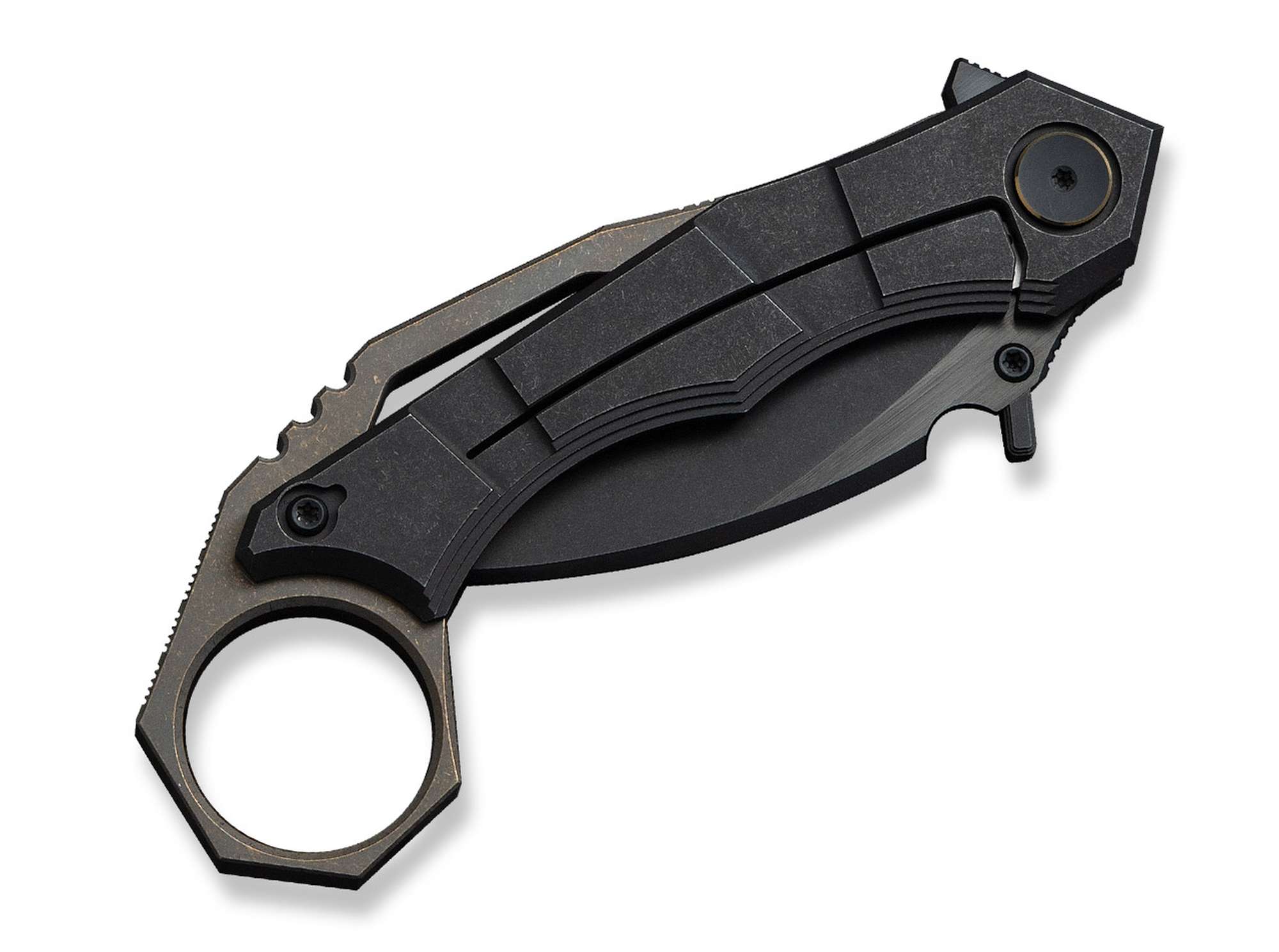 Briceag Tayra M390 Black & Bronze Ti Black Stonewashed WE Knife- Lama M390, Maner Titan