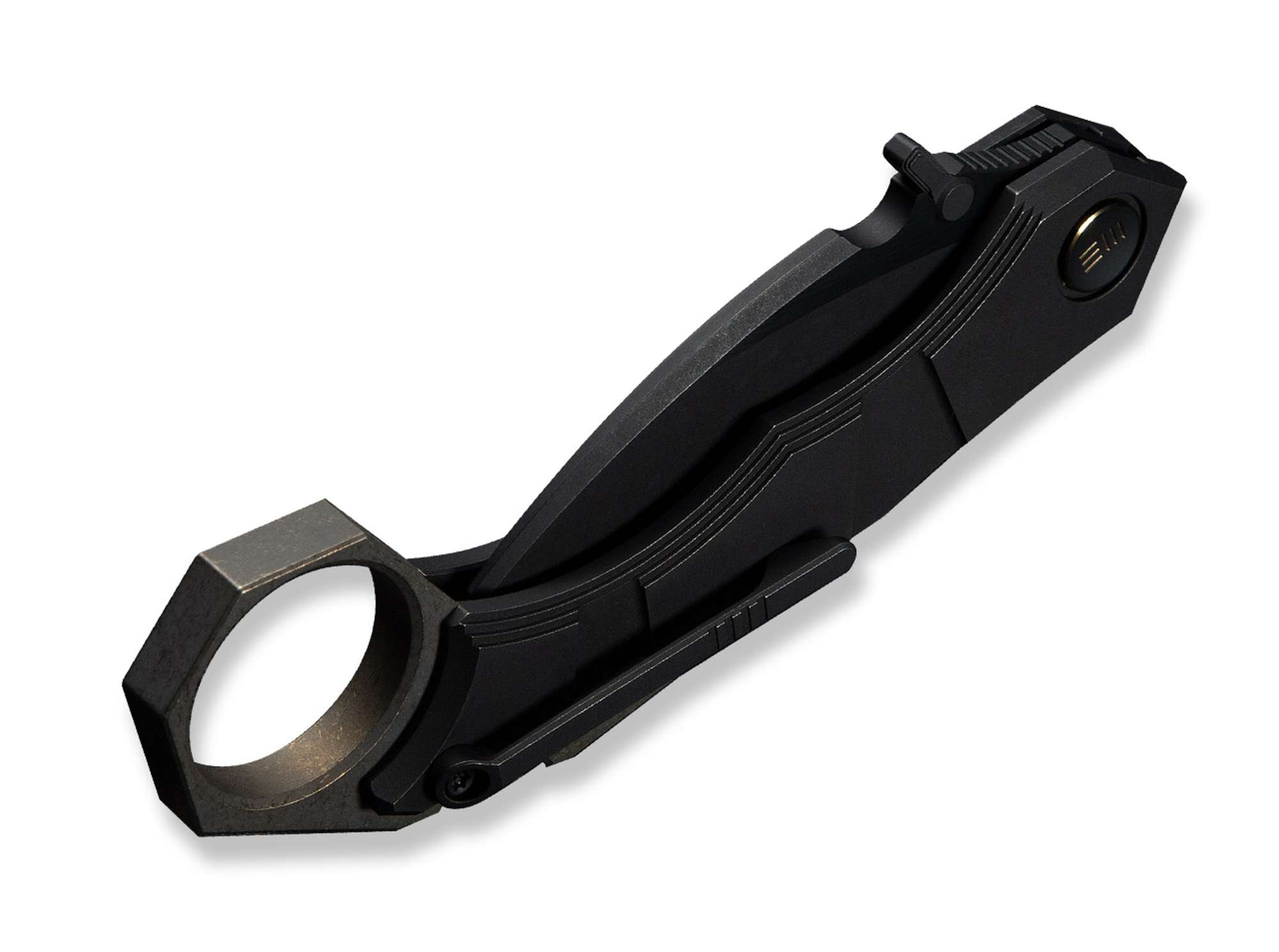 Briceag Tayra M390 Black & Bronze Ti Black Stonewashed WE Knife- Lama M390, Maner Titan