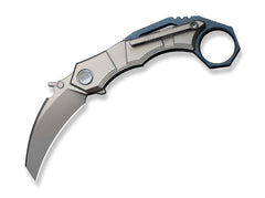 Briceag Tayra M390 Grey & Blue Ti Stonewashed WE Knife- Lama M390, Maner Titan
