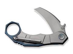 Briceag Tayra M390 Grey & Blue Ti Stonewashed WE Knife- Lama M390, Maner Titan