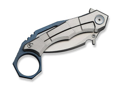 Briceag Tayra M390 Grey & Blue Ti Stonewashed WE Knife- Lama M390, Maner Titan
