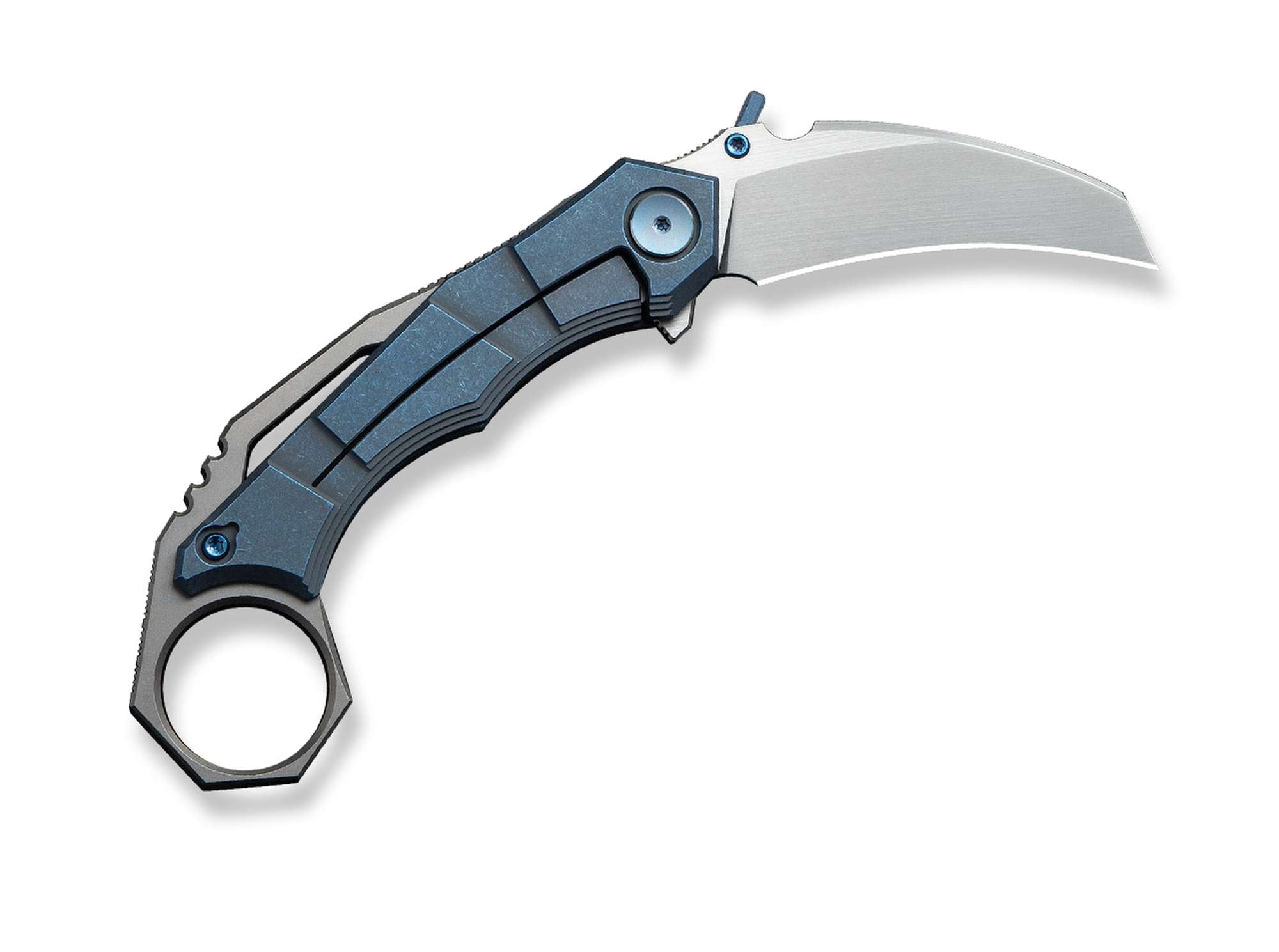 Briceag Tayra M390 Ti Blue & Grey Ti Satin WE Knife- Lama M390, Maner Titan Albastru