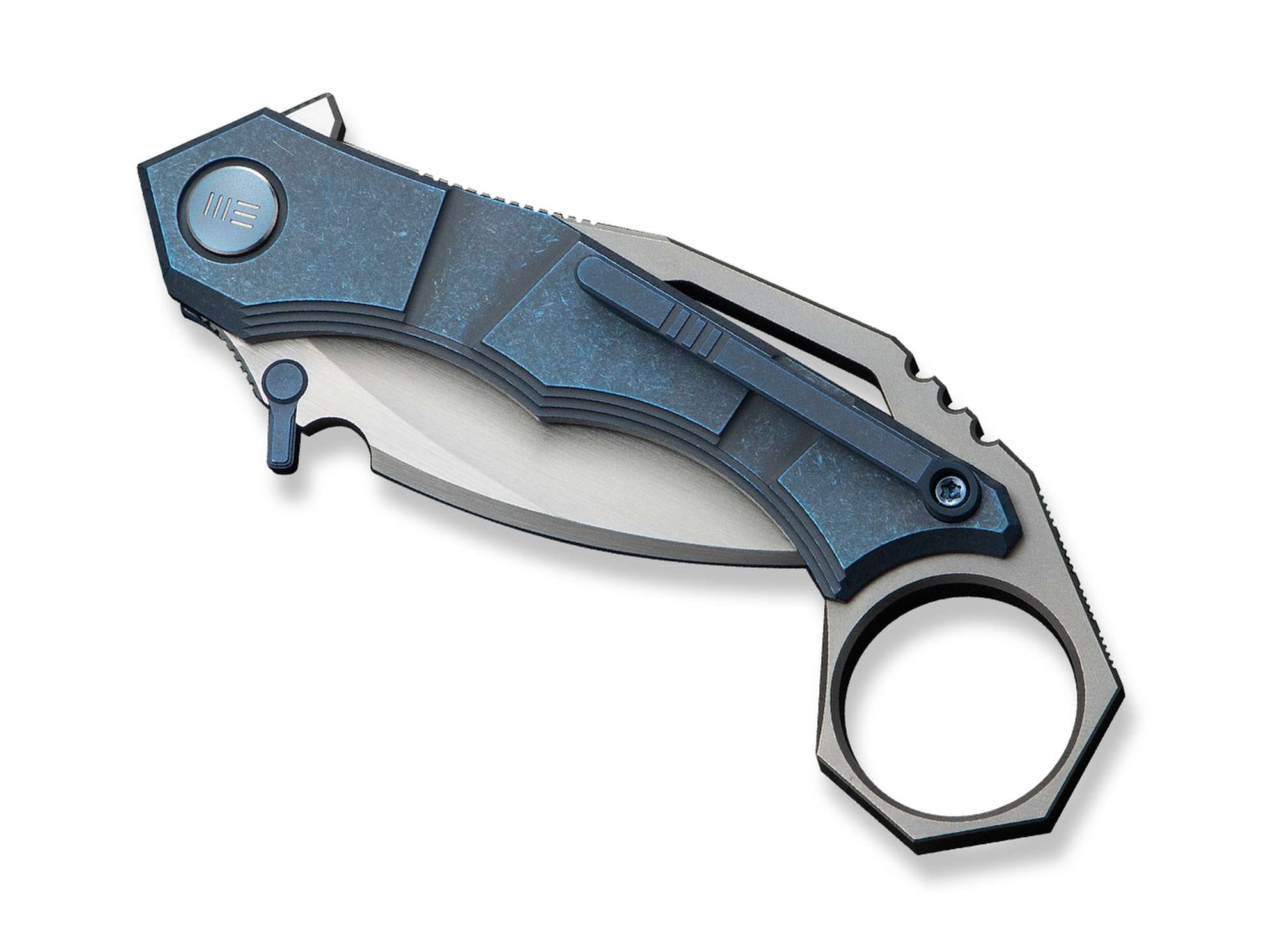 Briceag Tayra M390 Ti Blue & Grey Ti Satin WE Knife- Lama M390, Maner Titan Albastru