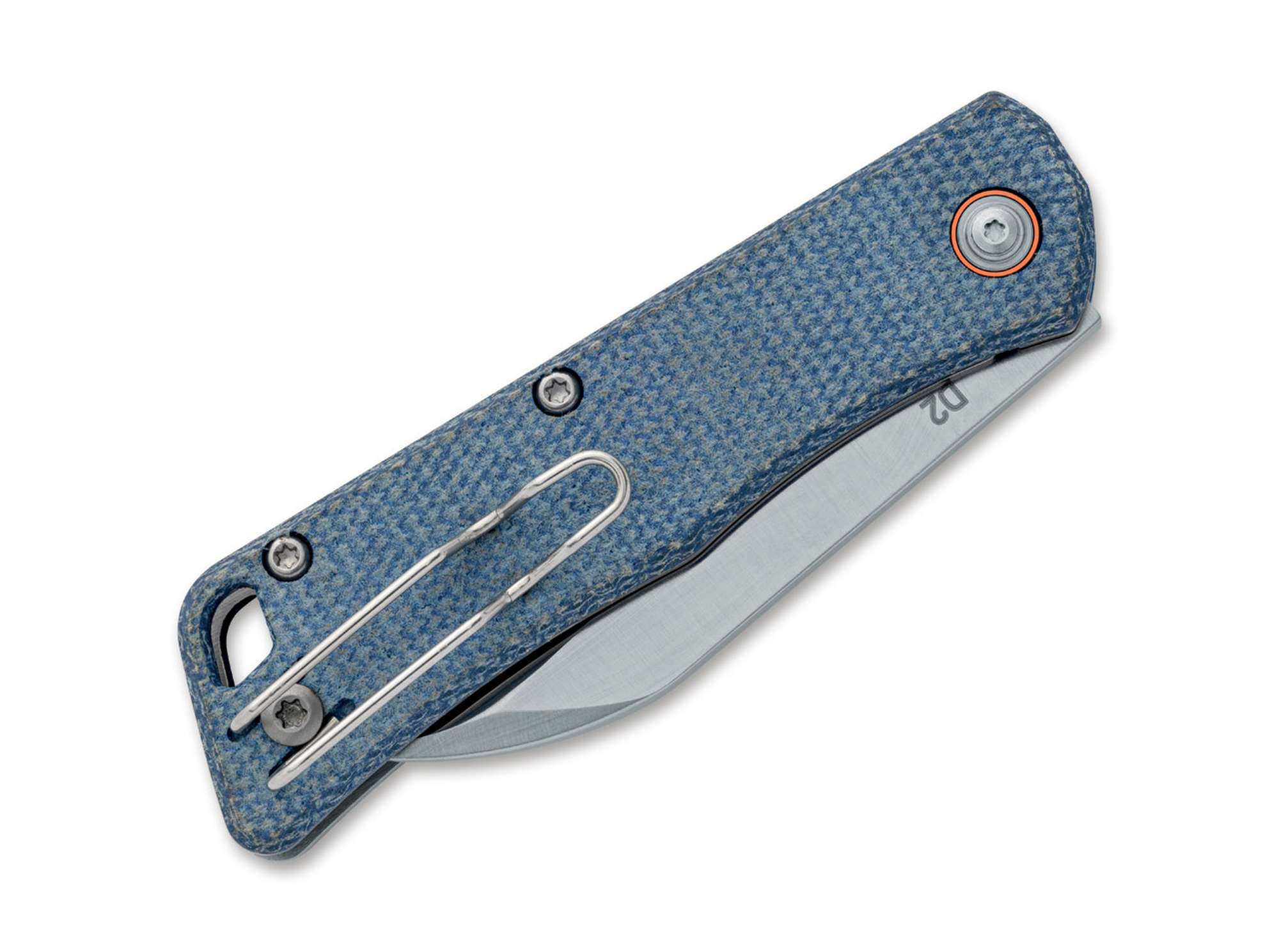 Briceag Teeny D2 Denim Micarta BlackFox- Lama D2 Satinata, Maner Micarta Albastru
