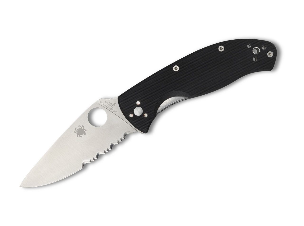 Briceag Tenacious Satin Combination Spyderco- Utilizare EDC, Maner G10 Negru