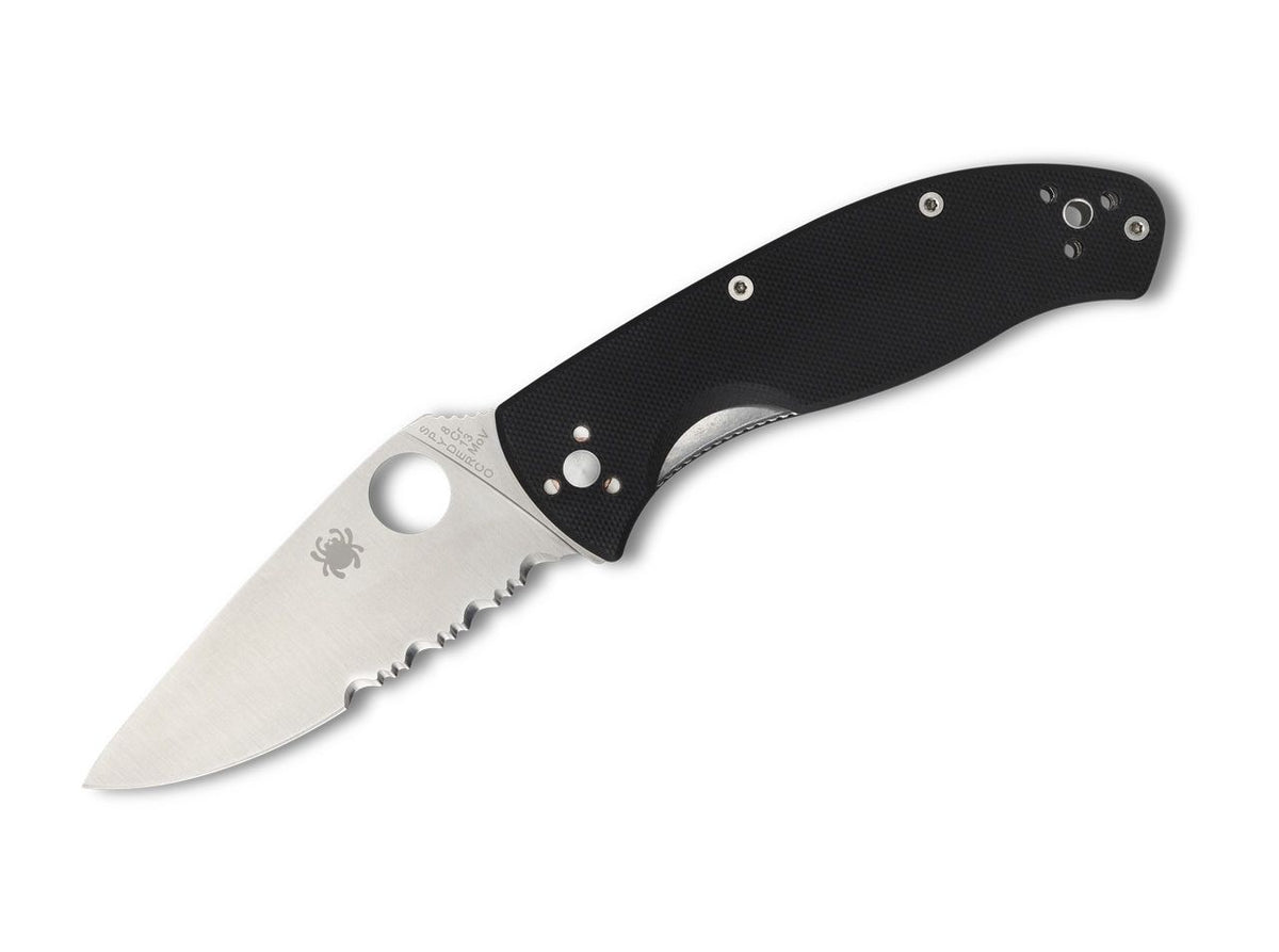 Briceag Tenacious Satin Combination Spyderco- Utilizare EDC, Maner G10 Negru