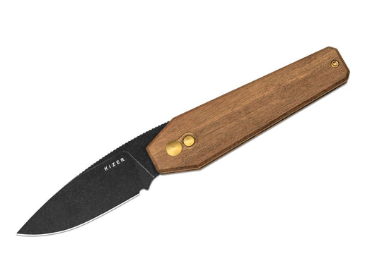 Briceag Tomb Nitro-V Black Stonewash Mkuruti Wood Kizer- Design Unic, EDC