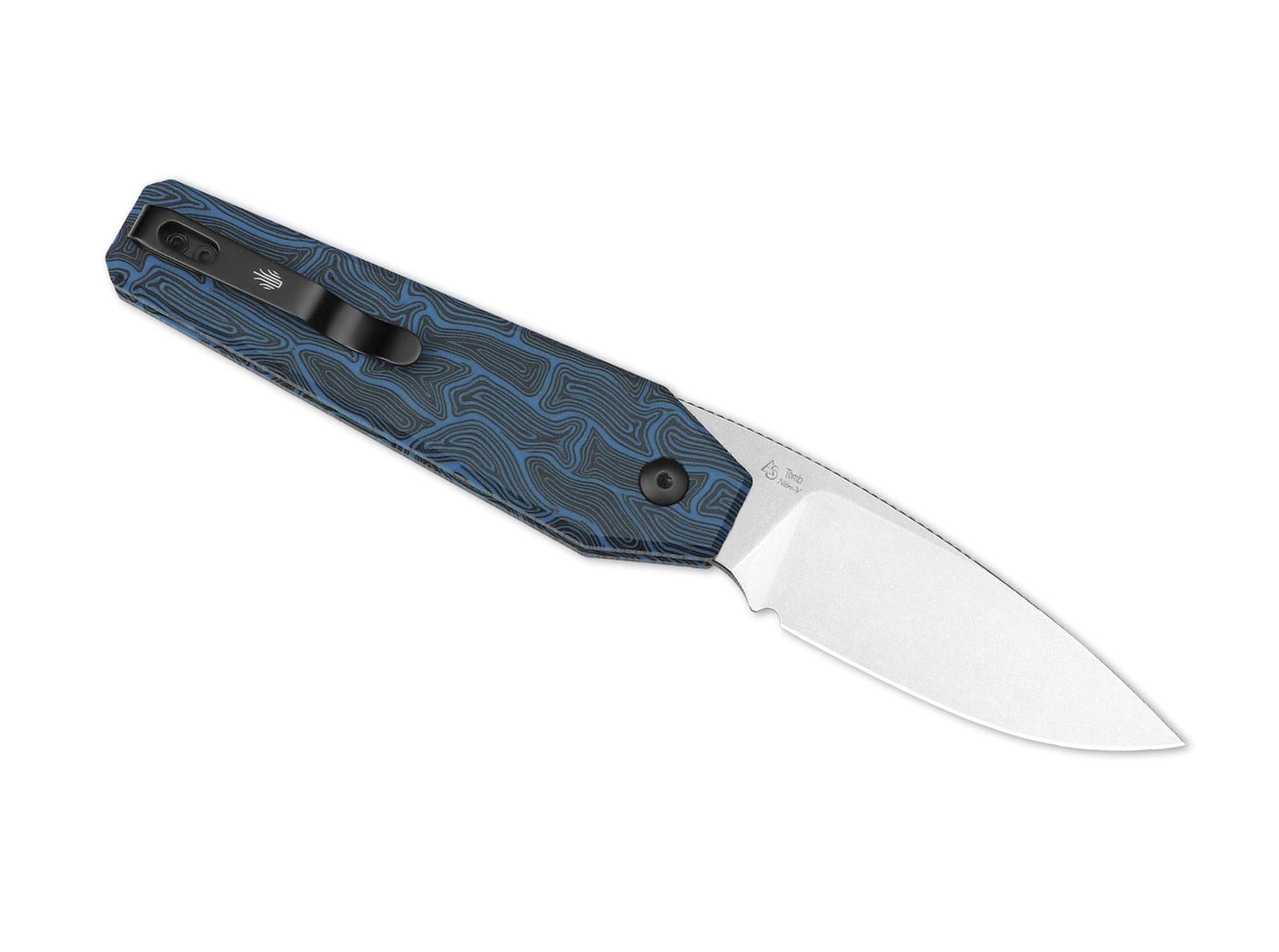 Briceag Tomb Nitro-V Blue & Black Damascus G10 Kizer- Lama Nitro-V, Blocare Button Lock
