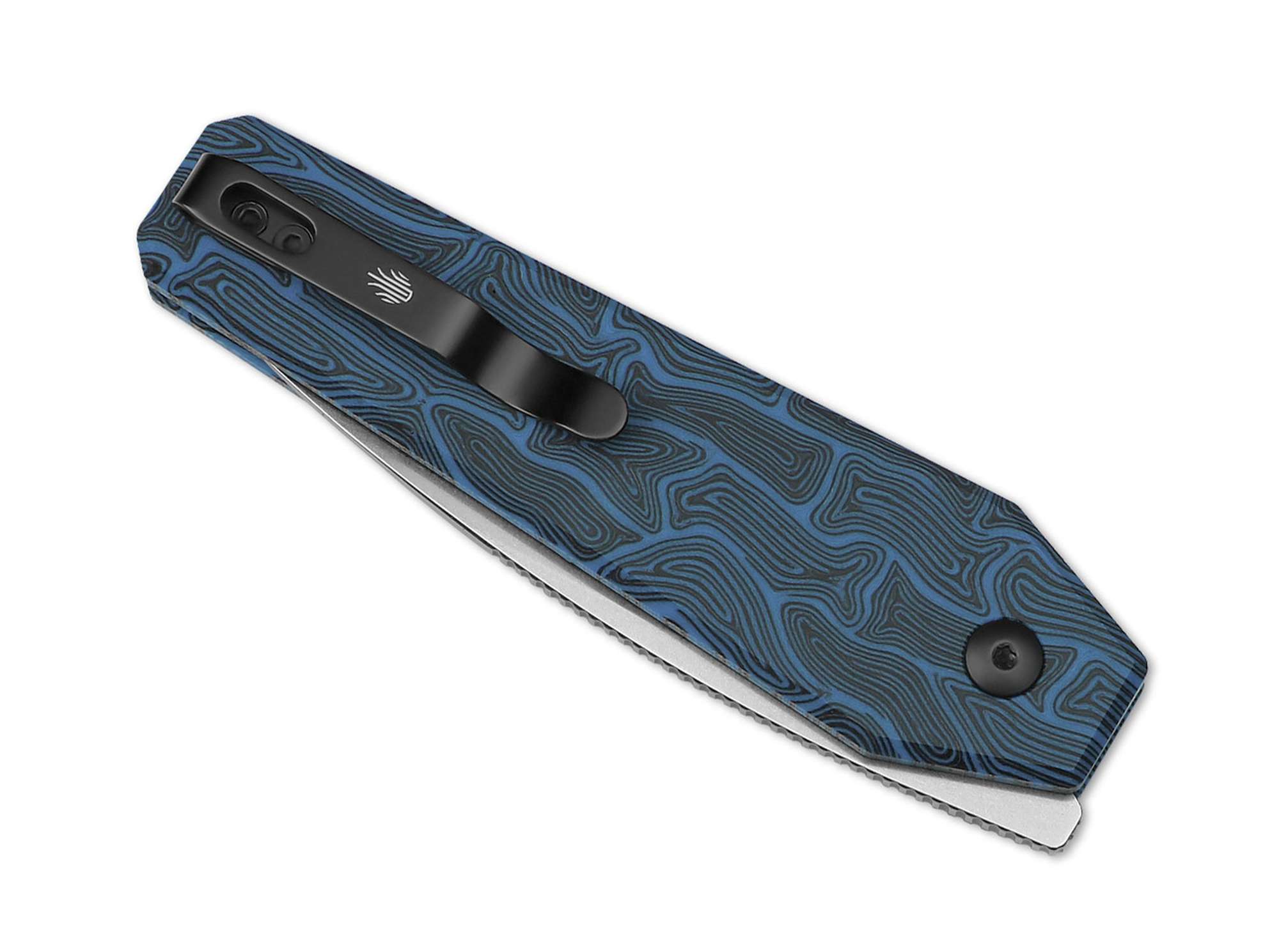 Briceag Tomb Nitro-V Blue & Black Damascus G10 Kizer- Lama Nitro-V, Blocare Button Lock