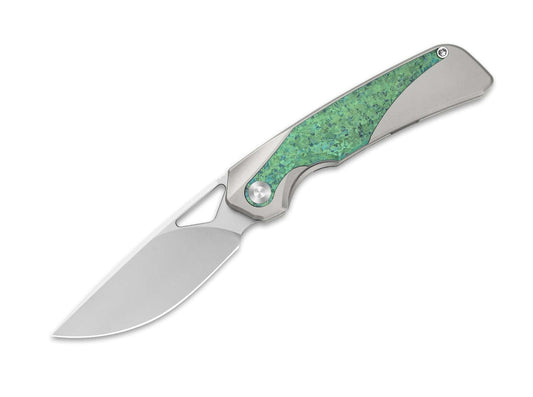 Briceag Topsail M390 Green Crystallized Ti Kizer- Lama M390, Maner Titan Cristalizat