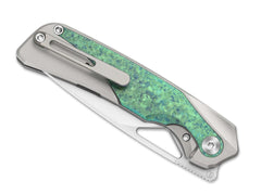 Briceag Topsail M390 Green Crystallized Ti Kizer- Lama M390, Maner Titan Cristalizat