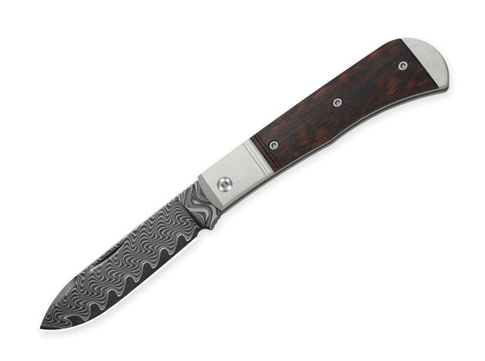 Briceag Trestle D Damascus Aluminum & Leopard Wood Kizer- Lama Damasc, EDC