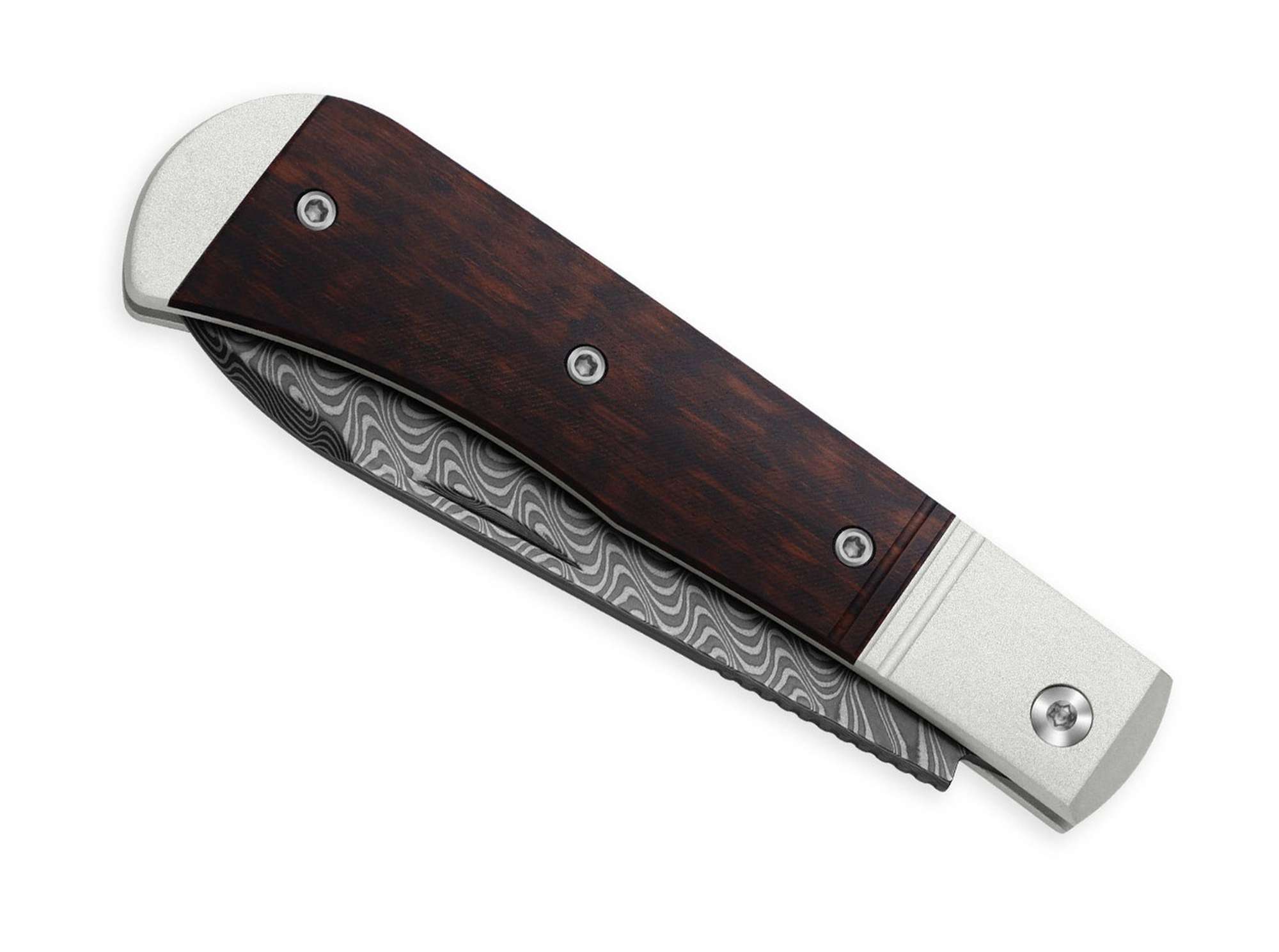 Briceag Trestle D Damascus Aluminum & Leopard Wood Kizer- Lama Damasc, EDC