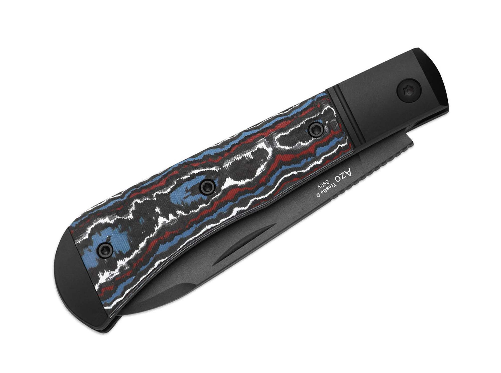 Briceag Trestle D S90V Black Aluminum & CF DLC Kizer- Lama S90V, Maner Aluminiu & CF