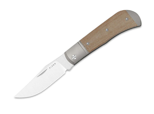Briceag Trestle Ti Natural Micarta Kizer- Lama, Maner Ti Micarta