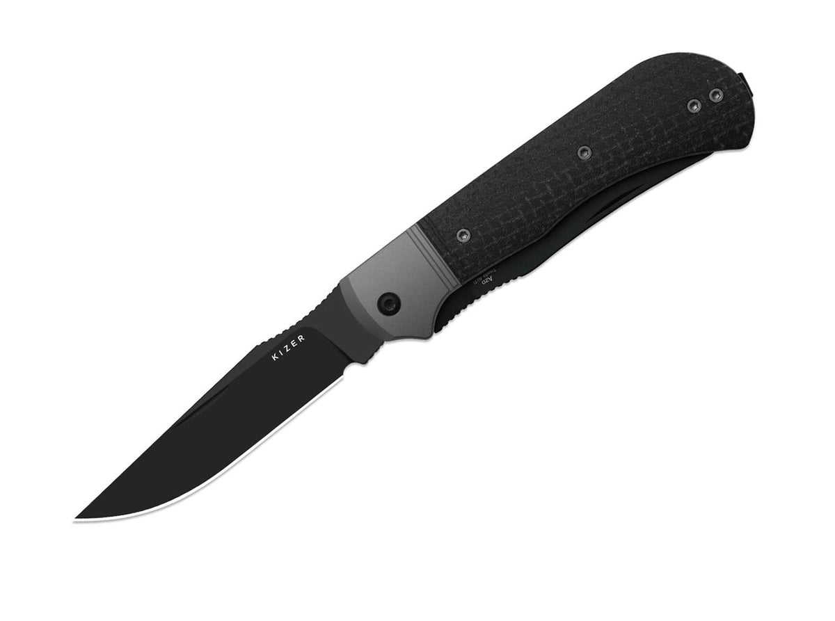 Briceag Trestle TP AirTi Kizer Negru – 2 Lame Oțel BD1N, Mâner Aluminiu - poza 2