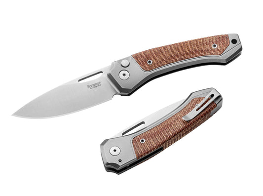 Briceag Twain Titanium Micarta Natural LionSteel- Lama CPM MagnaCut, Maner Titan Micarta