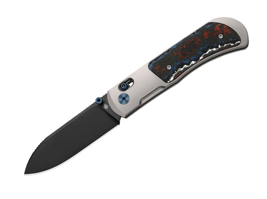 Briceag Tycho M390 Ti Blue & Red Fat Carbon DLC Kizer- Lama M390, Maner Ti Fat Carbon