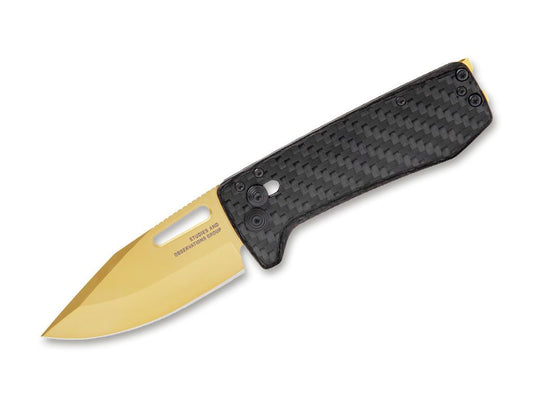 Briceag Ultra XR Carbon Gold SOG- Lama Auriu, Maner Fibra Carbon