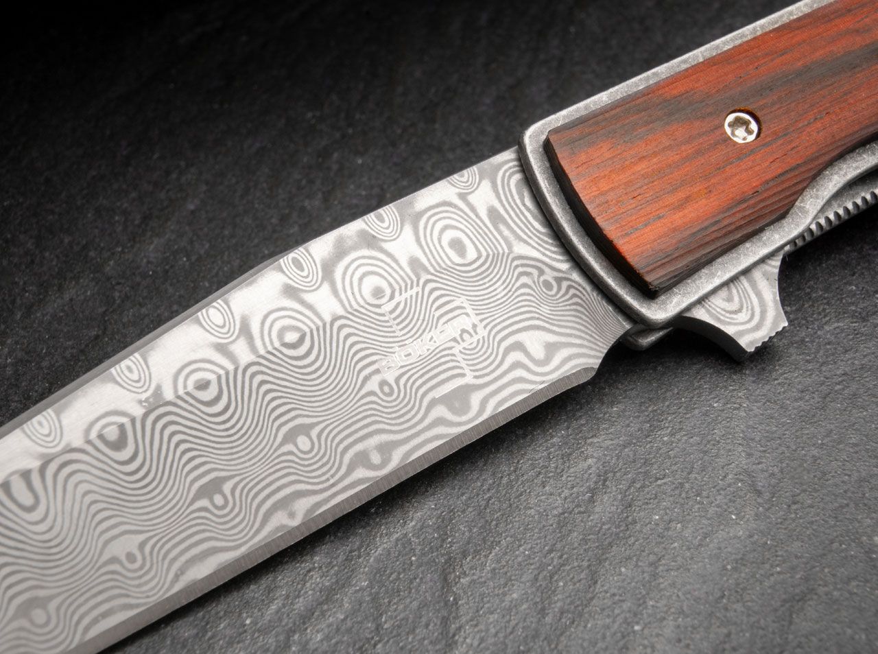 Briceag Urban Trapper Cocobolo Damascus Böker- Lama Damasc, Maner Cocobolo