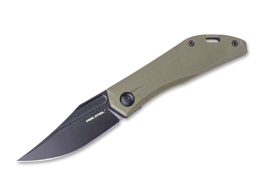 Briceag Ventus Lite G10 OD Green Real Steel- Lama D2 Clip Point, Maner G10 OD Green