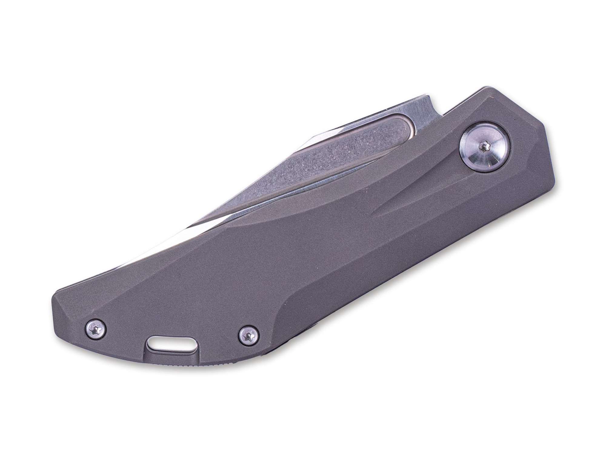 Briceag Ventus Titanium Grey Real Steel- Lama N690 Clip Point, Maner Titan Gri