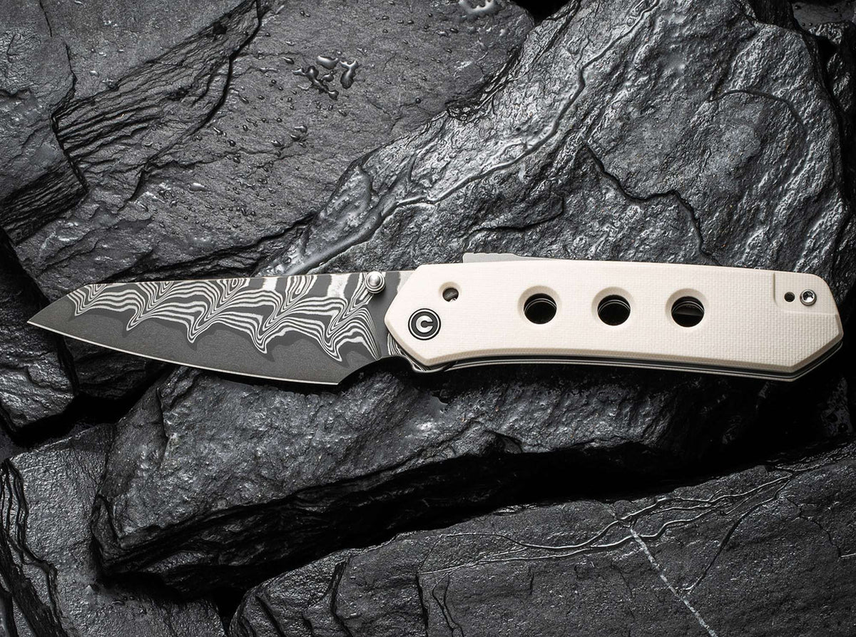 Briceag Vision FG G10 Ivory Damascus CIVIVI- Lama Damascus, Maner G10