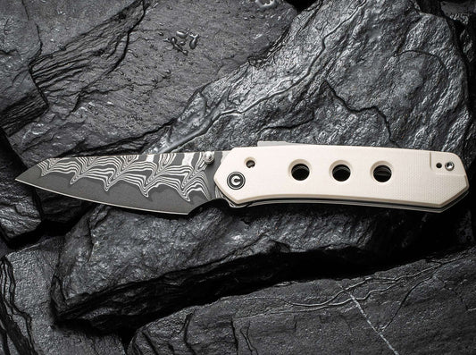 Briceag Vision FG G10 Ivory Damascus CIVIVI- Lama Damascus, Maner G10