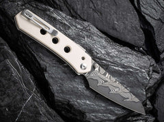 Briceag Vision FG G10 Ivory Damascus CIVIVI- Lama Damascus, Maner G10