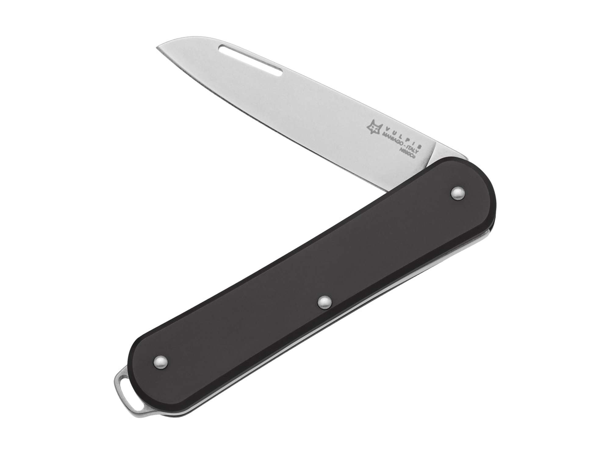 Briceag Vulpis 130 Aluminum Black Fox Knives- Lama N690, Slipjoint
