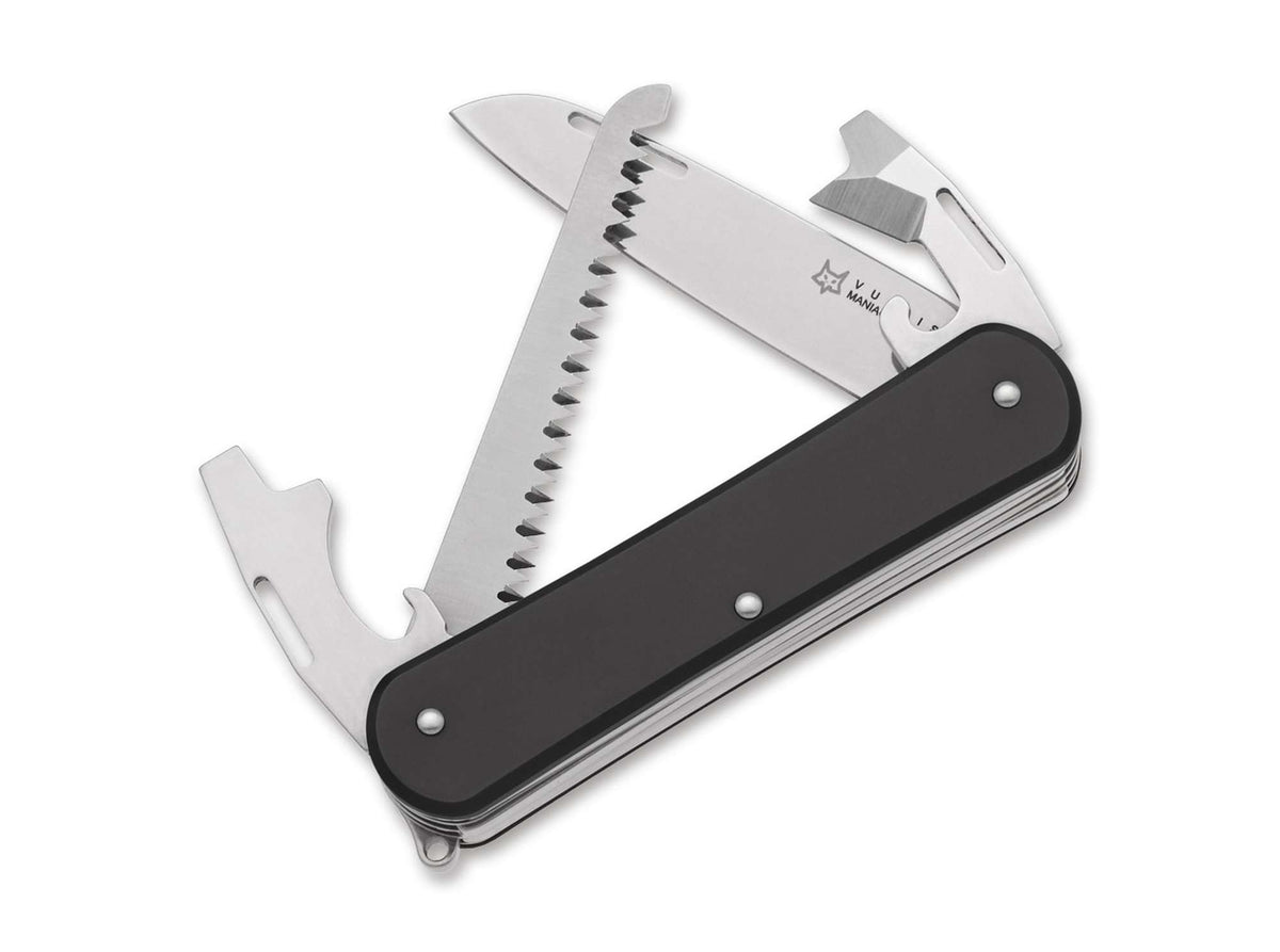 Briceag Vulpis 130-S4 Aluminum Black Fox Knives- Lamă Wharncliffe, Multifuncțional