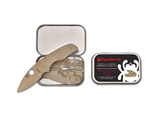 Briceag Wooden Kit Lil' Native Spyderco- Kit Educativ, Fara margini ascutite