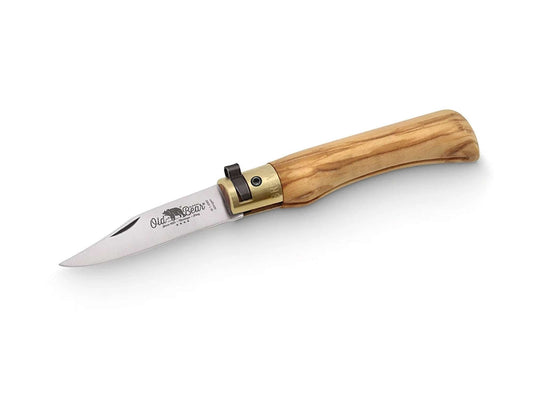 Briceag XS Olive Old Bear- Maner Lemn Maslin, Sistem Twist Lock
