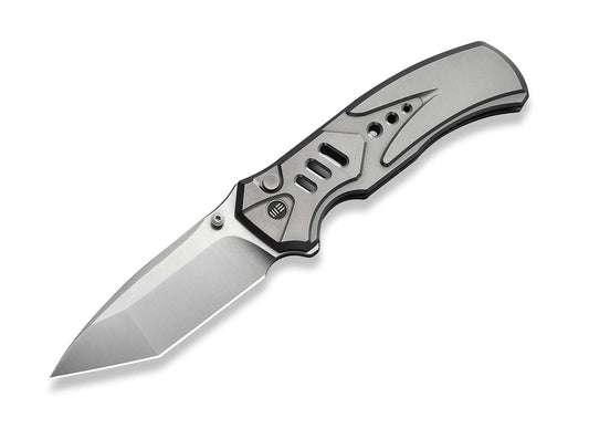 Briceag Zentron M390 Grey Ti WE Knife- Lama Tanto, Button Lock