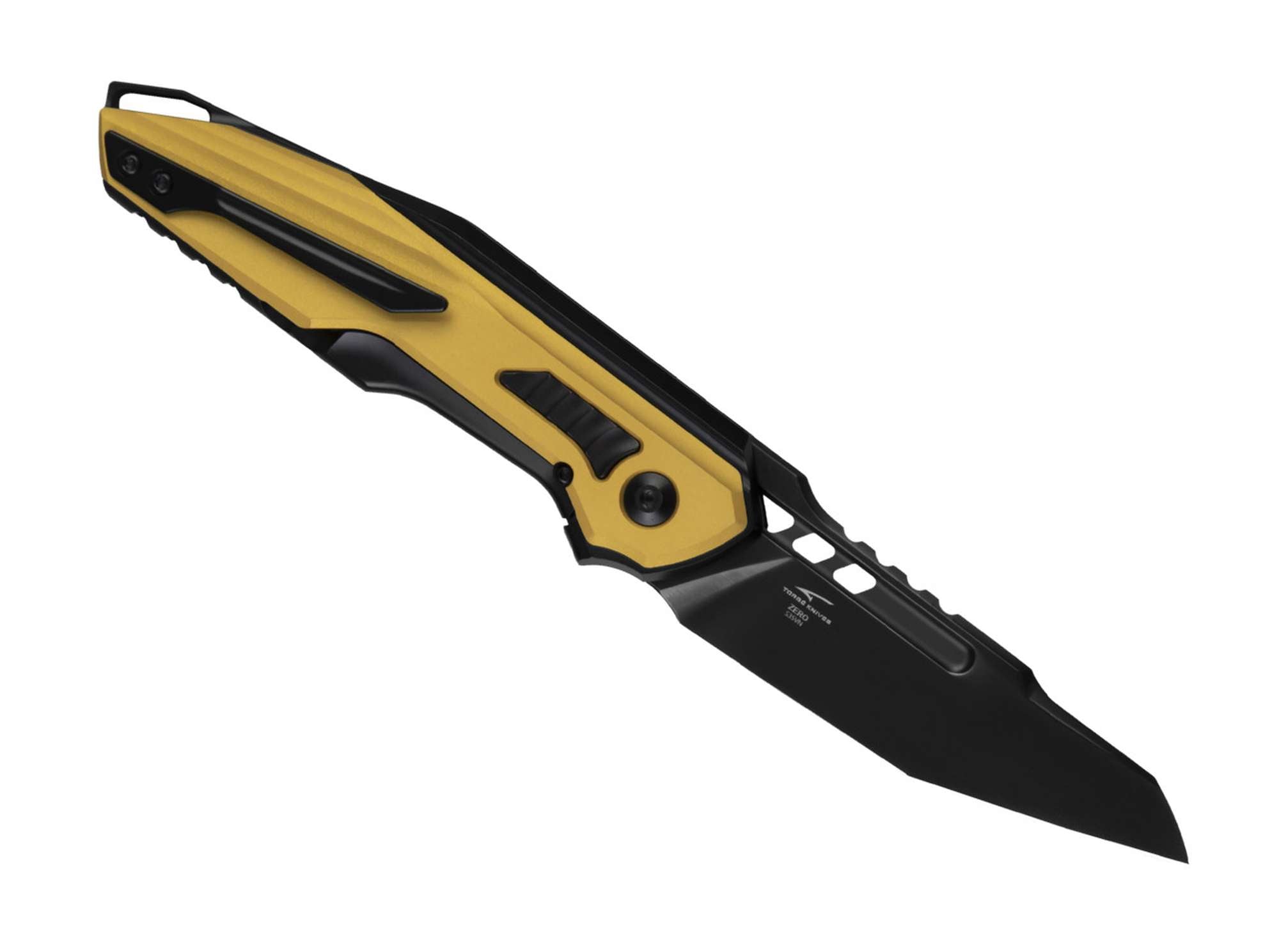 Briceag Zero S35VN Black Ti Yellow Aluminum Kizer- Lama S35VN, Maner Titan-Aluminiu
