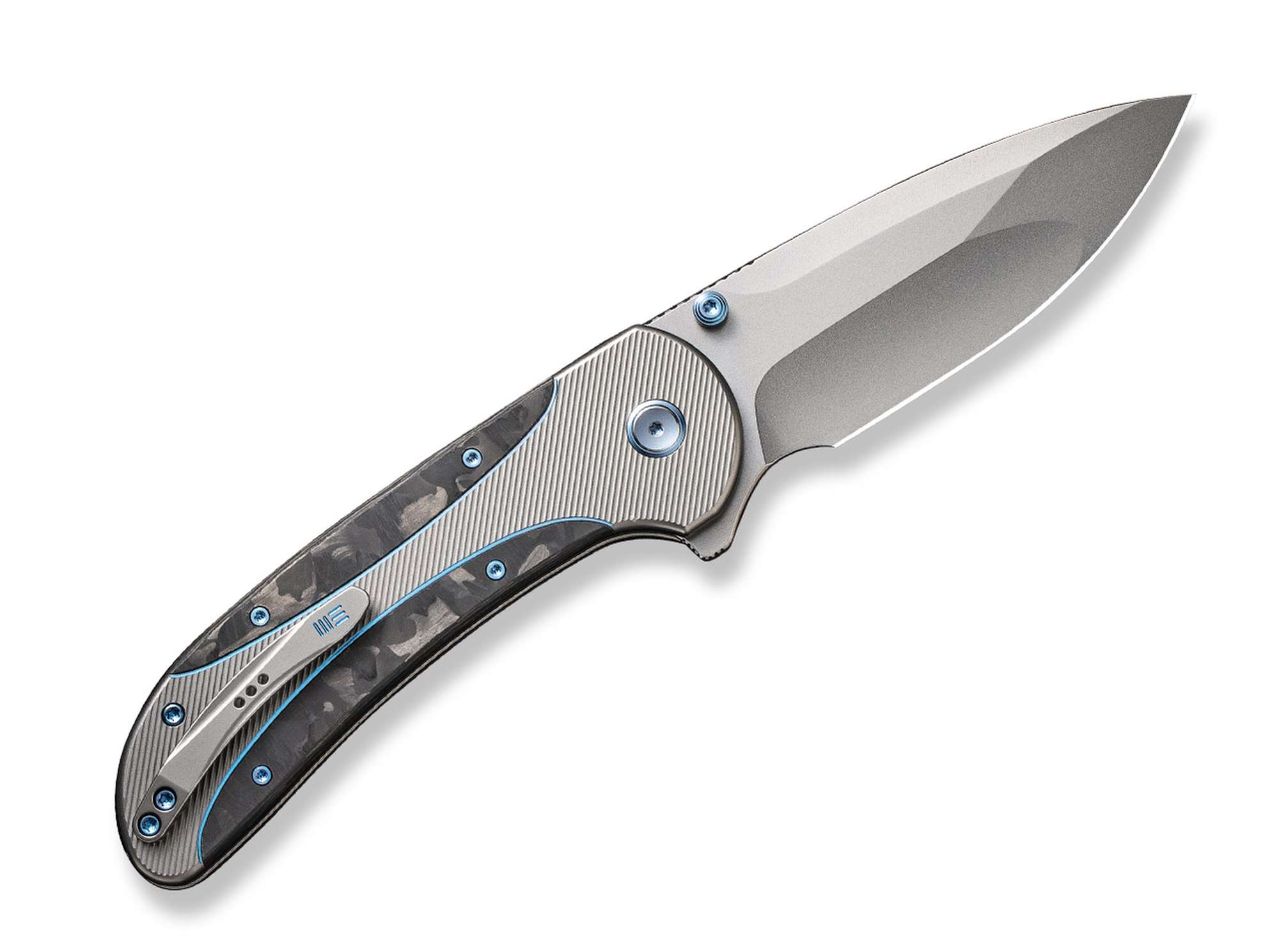 Briceag Zizzit Titanium Grey Marble CF WE Knife- Lama CPM-20CV, Maner Titan Carbon