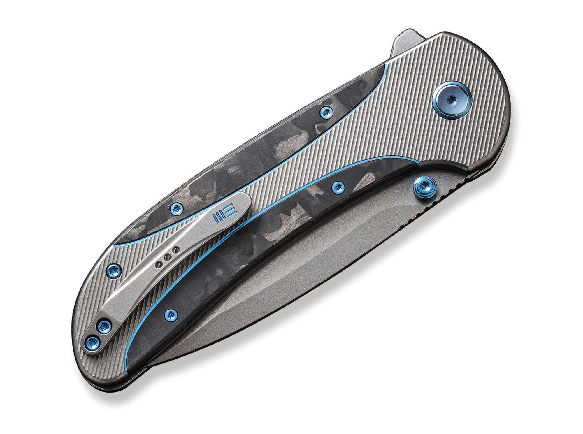 Briceag Zizzit Titanium Grey Marble CF WE Knife- Lama CPM-20CV, Maner Titan Carbon