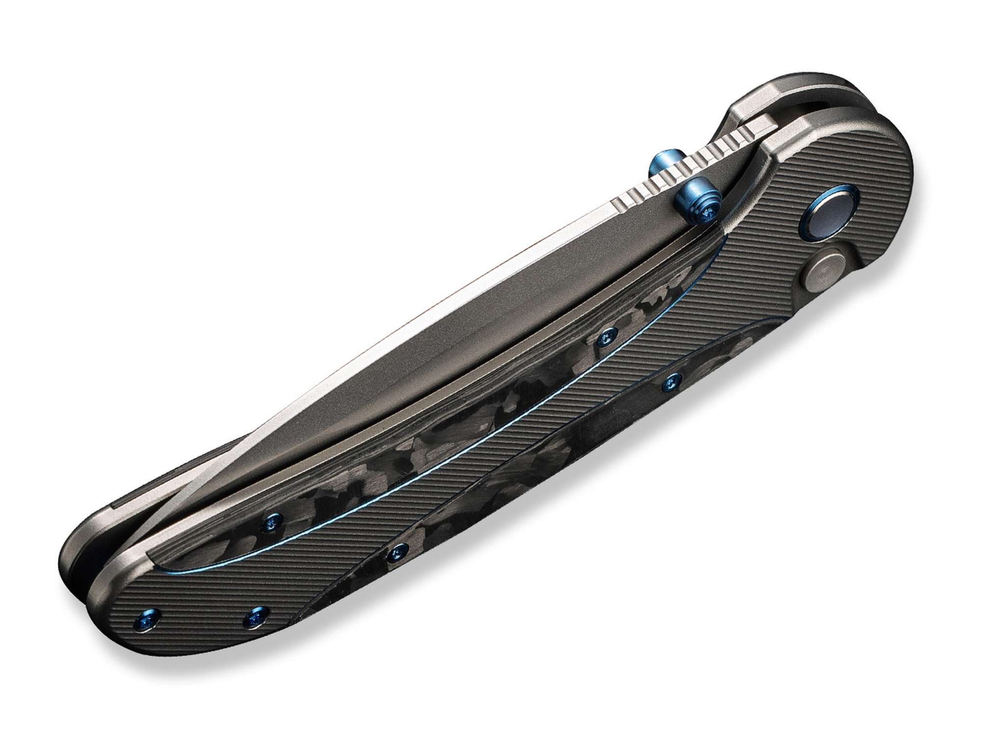 Briceag Zizzit Titanium Grey Marble CF WE Knife- Lama CPM-20CV, Maner Titan Carbon