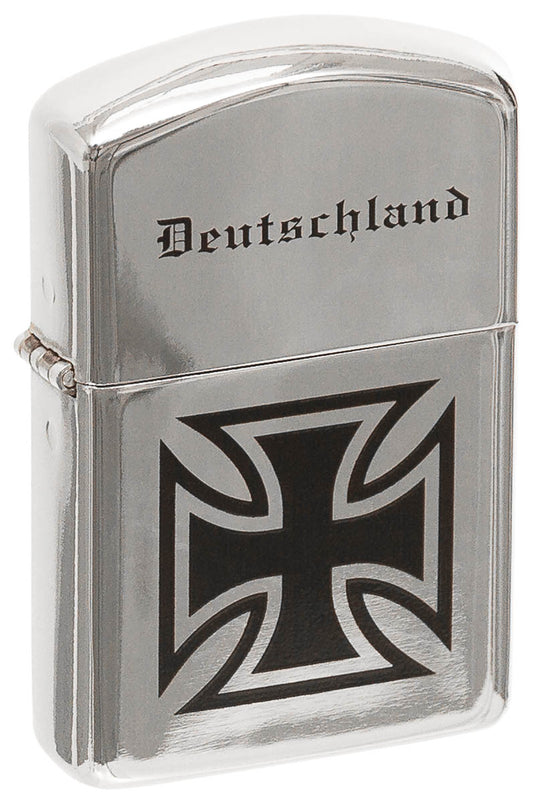 Brichetă Benzină "Deutschland" Crom MFH - Dimensiuni 5.5x4x1.3cm, Antivânt