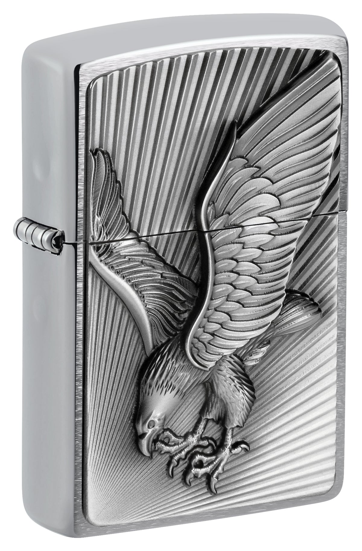 Brichetă Benzină Eagle Zippo - Crom, Acvilă Relief