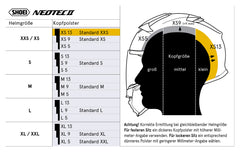 Bureți Interior Cască Neotec II Shoei - Confort Personalizat